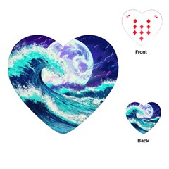 Tsunami Waves Ocean Sea Nautical Nature Water Playing Cards Single Design (heart)