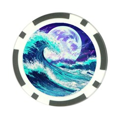 Tsunami Waves Ocean Sea Nautical Nature Water Poker Chip Card Guard by Jancukart