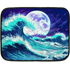 Tsunami Waves Ocean Sea Nautical Nature Water Fleece Blanket (mini) by Jancukart