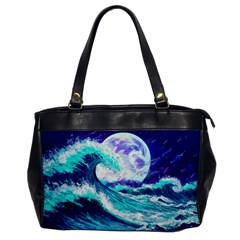 Tsunami Waves Ocean Sea Nautical Nature Water Oversize Office Handbag by Jancukart