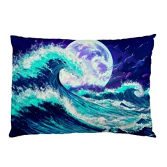 Tsunami Waves Ocean Sea Nautical Nature Water Pillow Case (two Sides) by Jancukart