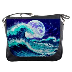 Tsunami Waves Ocean Sea Nautical Nature Water Messenger Bag by Jancukart