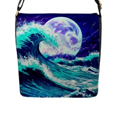 Tsunami Waves Ocean Sea Nautical Nature Water Flap Closure Messenger Bag (l) by Jancukart