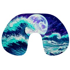 Tsunami Waves Ocean Sea Nautical Nature Water Travel Neck Pillow by Jancukart