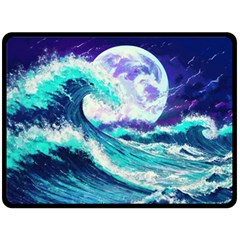 Tsunami Waves Ocean Sea Nautical Nature Water Two Sides Fleece Blanket (large) by Jancukart