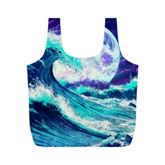 Tsunami Waves Ocean Sea Nautical Nature Water Full Print Recycle Bag (m)