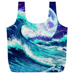 Tsunami Waves Ocean Sea Nautical Nature Water Full Print Recycle Bag (xl) by Jancukart