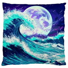 Tsunami Waves Ocean Sea Nautical Nature Water Standard Premium Plush Fleece Cushion Case (one Side) by Jancukart