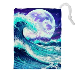 Tsunami Waves Ocean Sea Nautical Nature Water Drawstring Pouch (5xl) by Jancukart