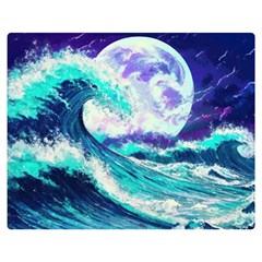 Tsunami Waves Ocean Sea Nautical Nature Water Premium Plush Fleece Blanket (medium) by Jancukart