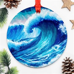 Tsunami Tidal Wave Ocean Waves Sea Nature Water 3 Ornament (round) by Jancukart