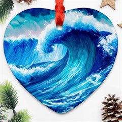 Tsunami Tidal Wave Ocean Waves Sea Nature Water 3 Ornament (heart)