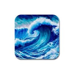 Tsunami Tidal Wave Ocean Waves Sea Nature Water 3 Rubber Square Coaster (4 Pack) by Jancukart