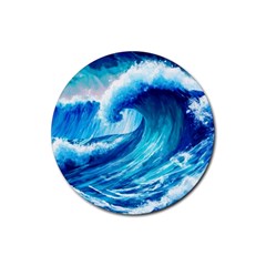 Tsunami Tidal Wave Ocean Waves Sea Nature Water 3 Rubber Round Coaster (4 Pack) by Jancukart