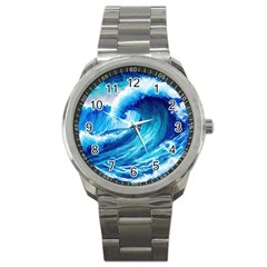 Tsunami Tidal Wave Ocean Waves Sea Nature Water 3 Sport Metal Watch by Jancukart