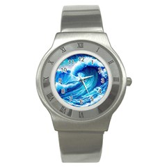 Tsunami Tidal Wave Ocean Waves Sea Nature Water 3 Stainless Steel Watch by Jancukart