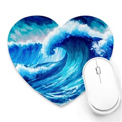 Tsunami Tidal Wave Ocean Waves Sea Nature Water 3 Heart Mousepad by Jancukart