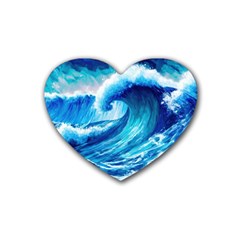 Tsunami Tidal Wave Ocean Waves Sea Nature Water 3 Rubber Heart Coaster (4 Pack) by Jancukart