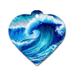 Tsunami Tidal Wave Ocean Waves Sea Nature Water 3 Dog Tag Heart (two Sides) by Jancukart