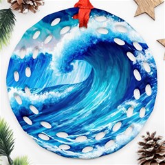 Tsunami Tidal Wave Ocean Waves Sea Nature Water 3 Ornament (round Filigree)