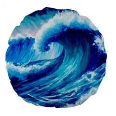 Tsunami Tidal Wave Ocean Waves Sea Nature Water 3 Large 18  Premium Round Cushions