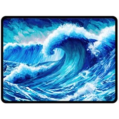 Tsunami Tidal Wave Ocean Waves Sea Nature Water 3 Two Sides Fleece Blanket (large) by Jancukart