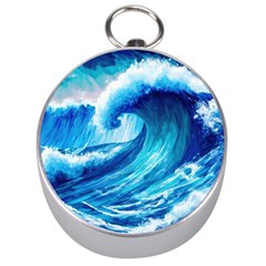 Tsunami Tidal Wave Ocean Waves Sea Nature Water 3 Silver Compasses by Jancukart