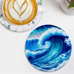 Tsunami Tidal Wave Ocean Waves Sea Nature Water 3 UV Print Round Tile Coaster Front