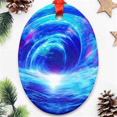 Tsunami Waves Ocean Sea Nautical Nature Water Art Work Ornament (oval)