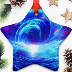 Tsunami Waves Ocean Sea Nautical Nature Water Art Work Ornament (star)