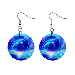 Tsunami Waves Ocean Sea Nautical Nature Water Art Work Mini Button Earrings by Jancukart