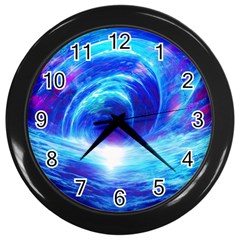 Tsunami Waves Ocean Sea Nautical Nature Water Art Work Wall Clock (black) by Jancukart