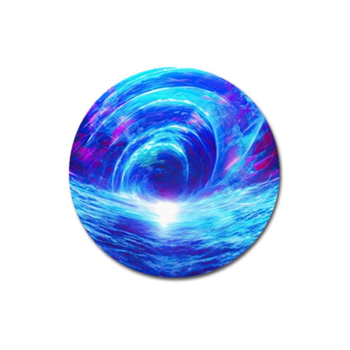 Tsunami Waves Ocean Sea Nautical Nature Water Art Work Magnet 3  (Round)