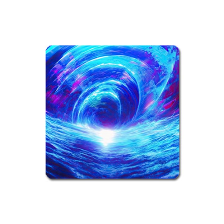 Tsunami Waves Ocean Sea Nautical Nature Water Art Work Square Magnet