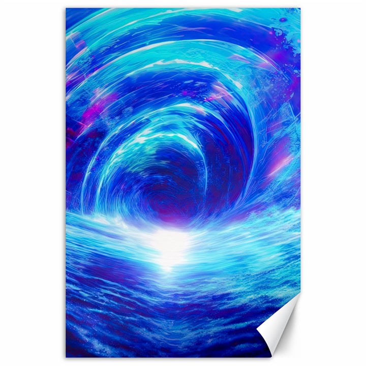 Tsunami Waves Ocean Sea Nautical Nature Water Art Work Canvas 24  x 36 