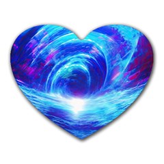 Tsunami Waves Ocean Sea Nautical Nature Water Art Work Heart Mousepad by Jancukart