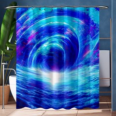 Tsunami Waves Ocean Sea Nautical Nature Water Art Work Shower Curtain 60  X 72  (medium)  by Jancukart