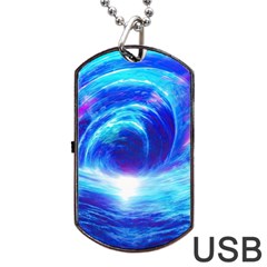 Tsunami Waves Ocean Sea Nautical Nature Water Art Work Dog Tag Usb Flash (two Sides)