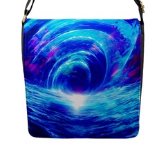 Tsunami Waves Ocean Sea Nautical Nature Water Art Work Flap Closure Messenger Bag (l)