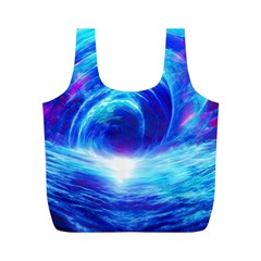 Tsunami Waves Ocean Sea Nautical Nature Water Art Work Full Print Recycle Bag (m)