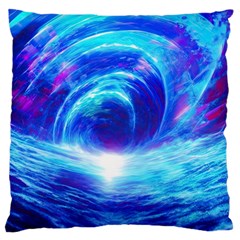 Tsunami Waves Ocean Sea Nautical Nature Water Art Work Standard Premium Plush Fleece Cushion Case (one Side) by Jancukart