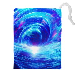 Tsunami Waves Ocean Sea Nautical Nature Water Art Work Drawstring Pouch (5xl) by Jancukart