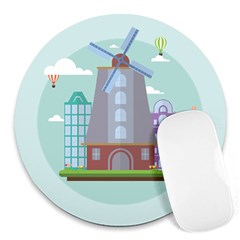 Amsterdam Landmark Landscape Round Mousepad by Sudheng