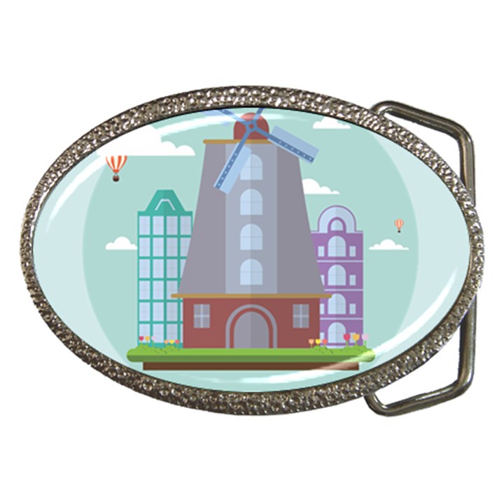 Amsterdam Landmark Landscape Belt Buckles