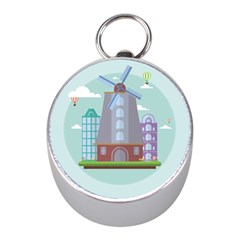 Amsterdam Landmark Landscape Mini Silver Compasses by Sudheng