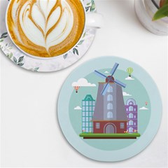 Amsterdam Landmark Landscape Uv Print Round Tile Coaster by Sudheng