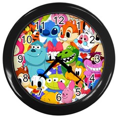 Illustration Cartoon Character Animal Cute Wall Clock (black) by Sudheng