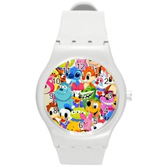 Illustration Cartoon Character Animal Cute Round Plastic Sport Watch (m) by Sudheng