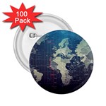 Vintage World Map Illustration Artwork Water Drop Digital Art arts 2.25  Buttons (100 pack)  Front