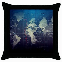 Vintage World Map Illustration Artwork Water Drop Digital Art Arts Throw Pillow Case (black) by Sudheng